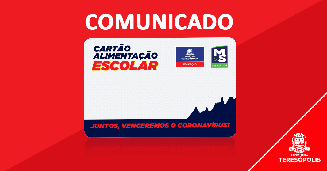 You are currently viewing COMUNICADO: NOVA RECARGA DO CARTÃO ALIMENTAÇÃO ESCOLAR ESTÁ PREVISTA PARA QUARTA-FEIRA (02/12)