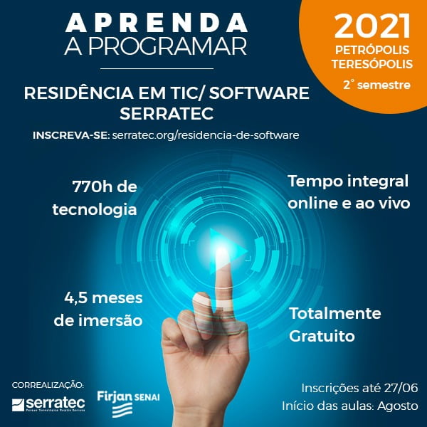 Leia mais sobre o artigo Inscrições para Residência em Tecnologia da Informação do Serratec terminam no próximo domingo, 27