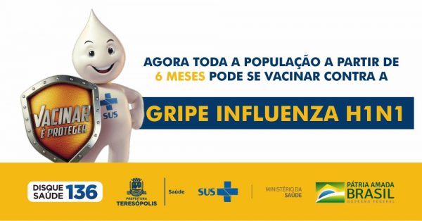 Leia mais sobre o artigo Teresópolis amplia imunização contra a influenza H1N1 (gripe) para toda a população a partir de 6 meses de idade