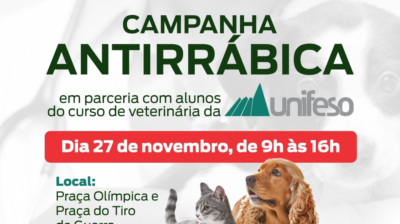 No momento, você está visualizando Teresópolis terá ação de vacinação contra a raiva para cães e gatos neste sábado (27)