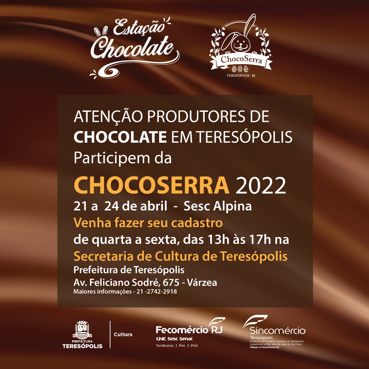 Você está visualizando atualmente ChocoSerra 2022 será de 21 a 24 de abril, no Sesc Alpina