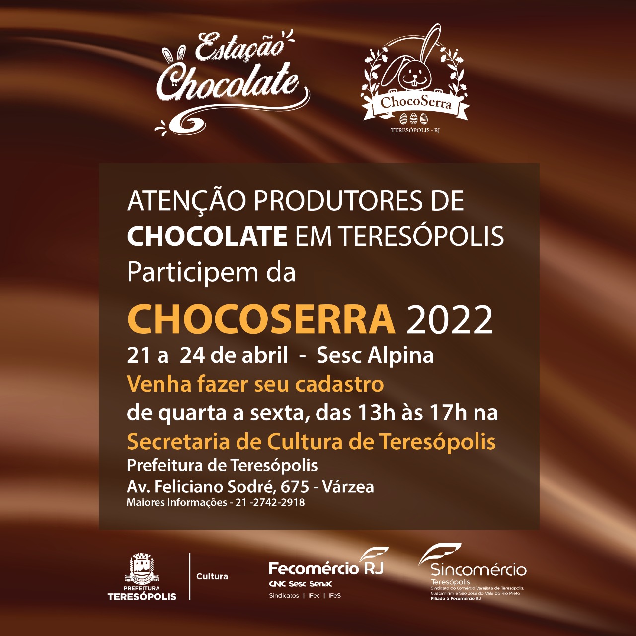 No momento, você está visualizando ChocoSerra 2022 será de 21 a 24 de abril, no Sesc Alpina