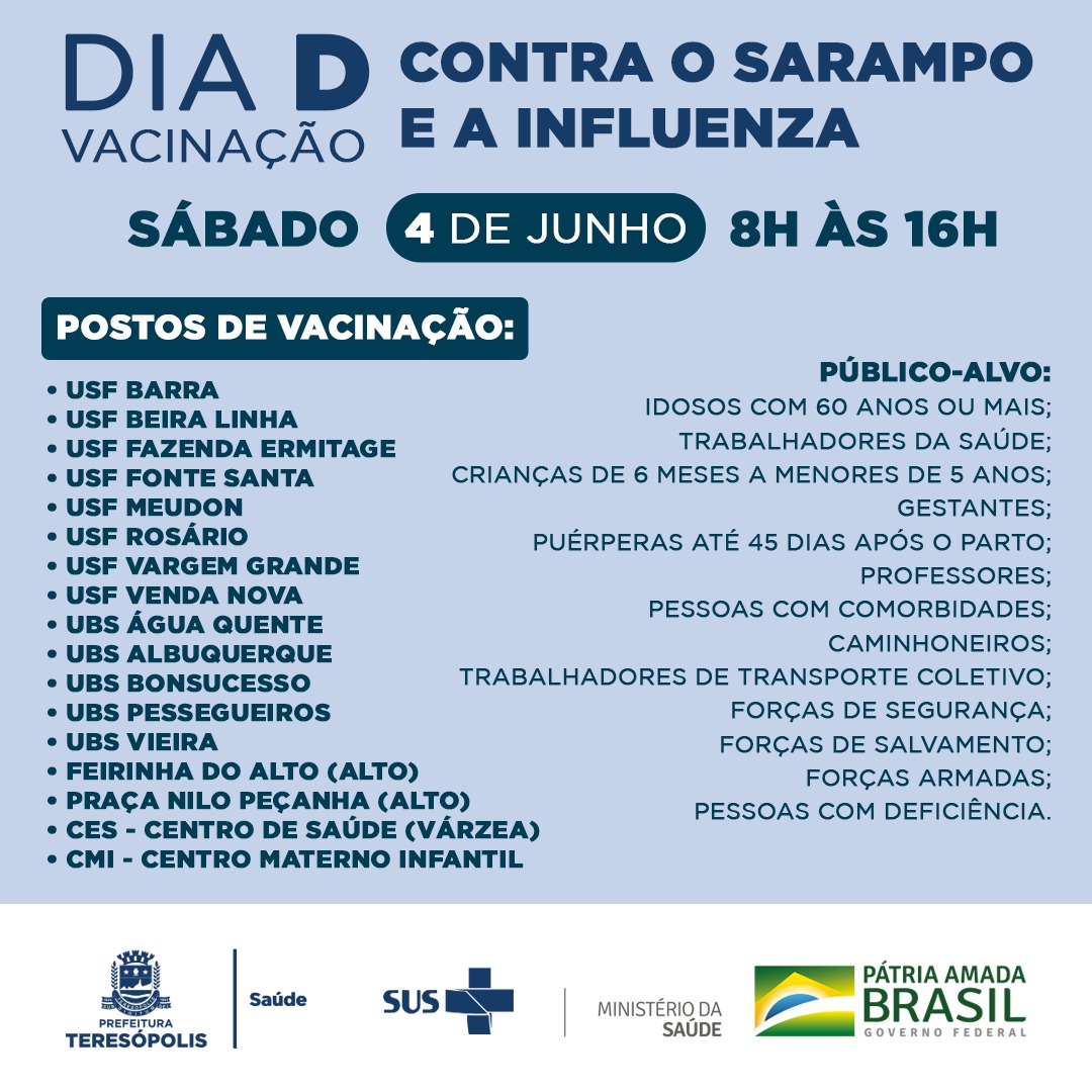 Read more about the article Secretaria de Saúde realiza Dia “D” contra a Influenza, no sábado (4)