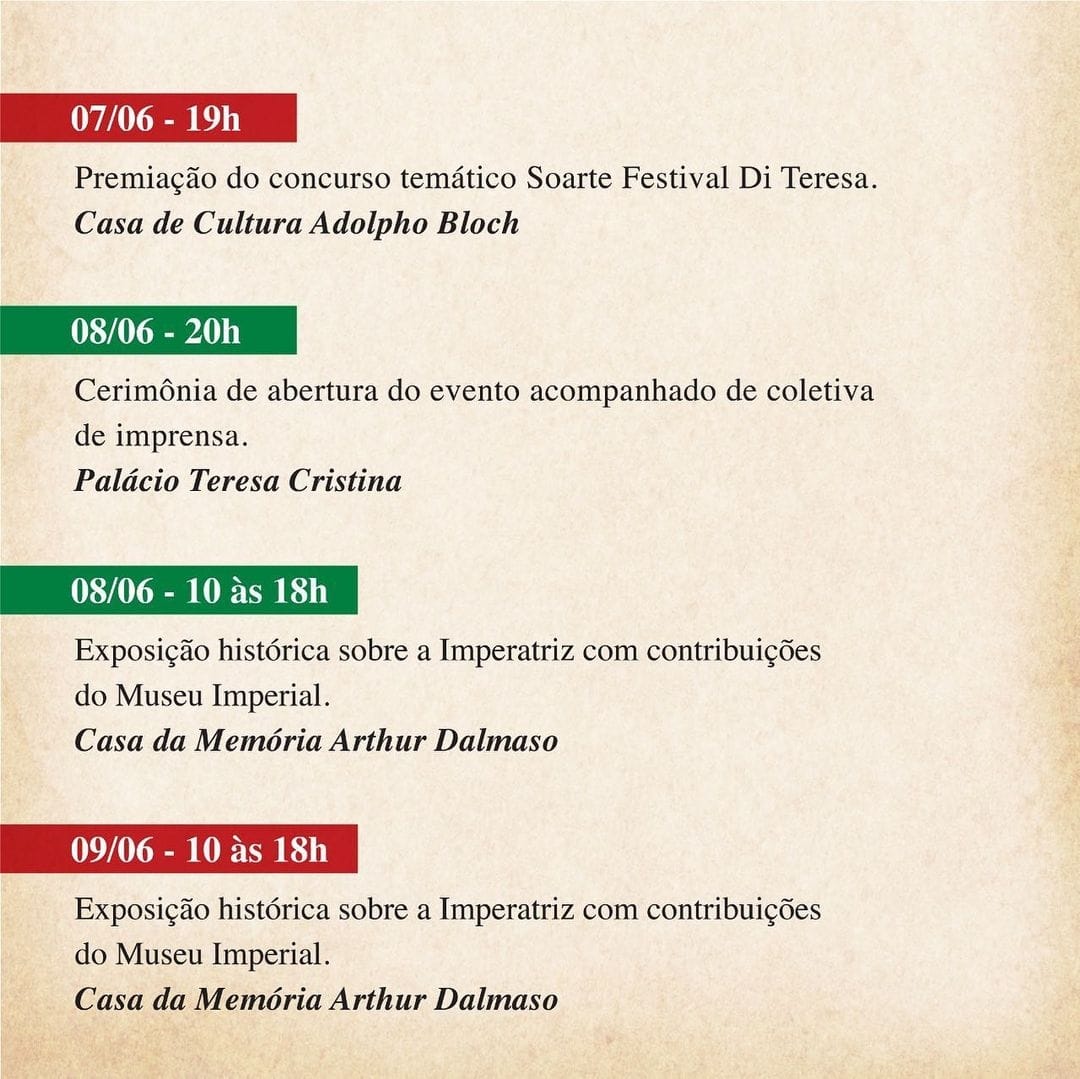 Prefeitura de Teresópolis e Consulado Italiano promovem eventos pelo  bicentenário da Imperatriz Teresa Cristina - Prefeitura de Teresópolis