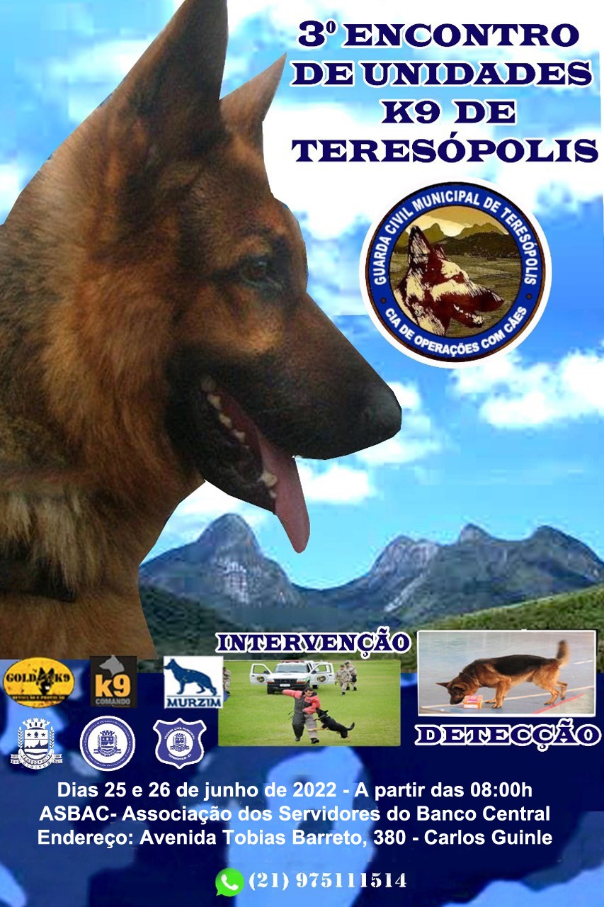 Você está visualizando atualmente Teresópolis sedia encontro regional de Unidades K9 com cães treinados para atuar na área de segurança pública