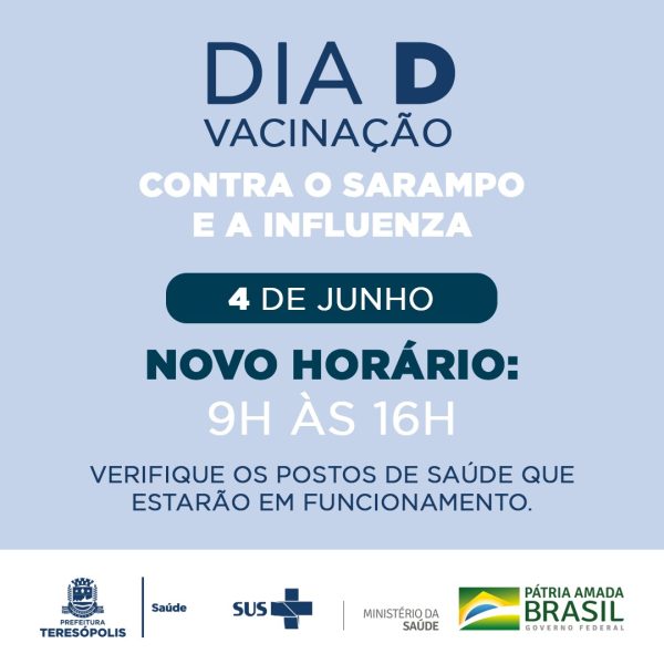 Leia mais sobre o artigo Prefeitura de Teresópolis realiza Dia “D” contra Influenza e Sarampo, neste sábado (4)