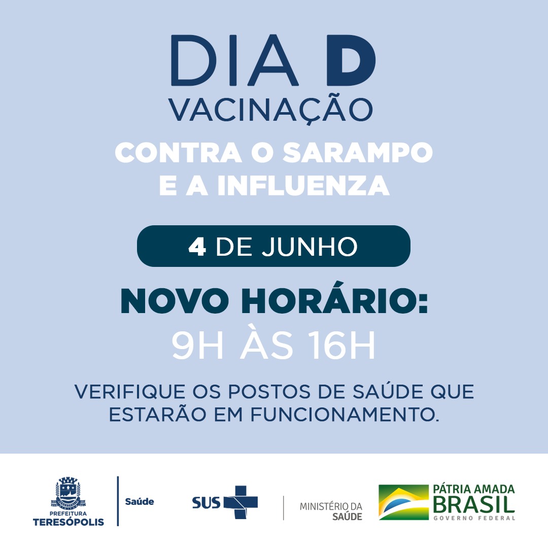 Você está visualizando atualmente Prefeitura de Teresópolis realiza Dia “D” contra Influenza e Sarampo, neste sábado (4)
