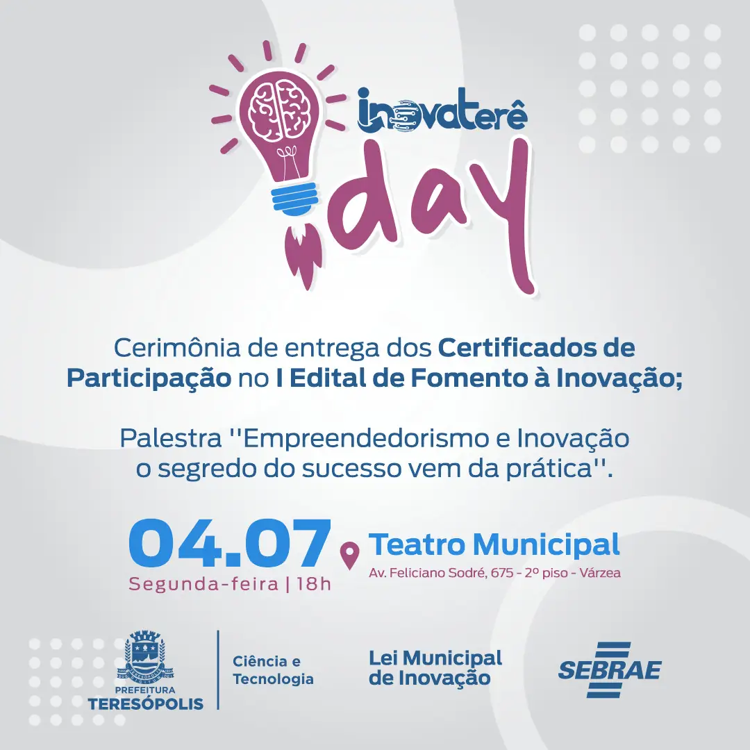 Você está visualizando atualmente ‘InovaTerê Day’ acontece na próxima segunda, 4 de julho, na Prefeitura de Teresópolis