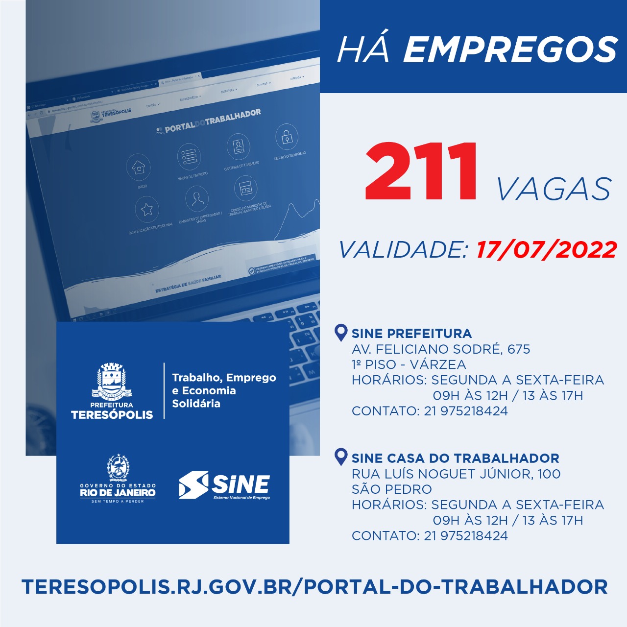 You are currently viewing ‘Emprega Terê’ divulga 211 vagas de emprego no Sine Teresópolis