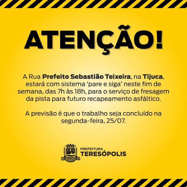 Read more about the article Asfalto Presente: Rua Prefeito Sebastião Teixeira tem sistema ‘pare e siga’ no fim de semana