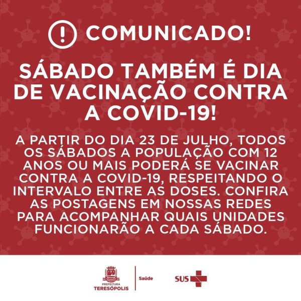 Read more about the article Teresópolis terá vacinação contra COVID-19 aos sábados