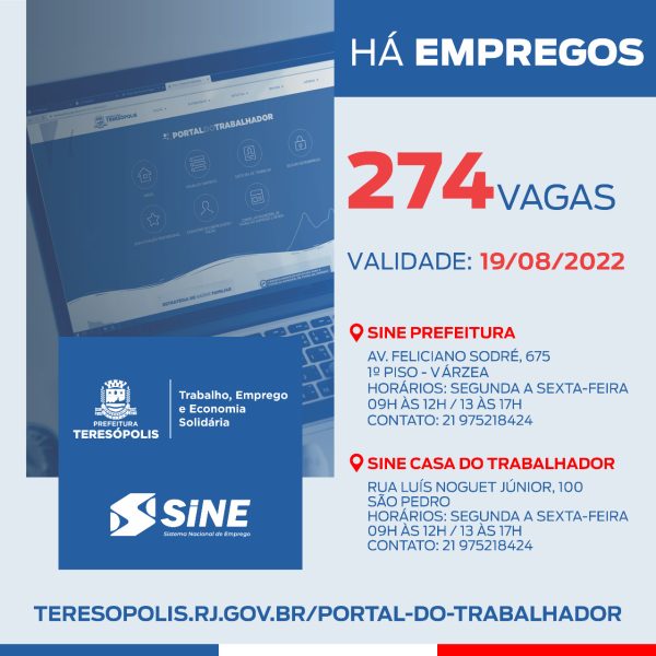 Leia mais sobre o artigo ‘Emprega Terê’ divulga 274 vagas de emprego no Sine Teresópolis