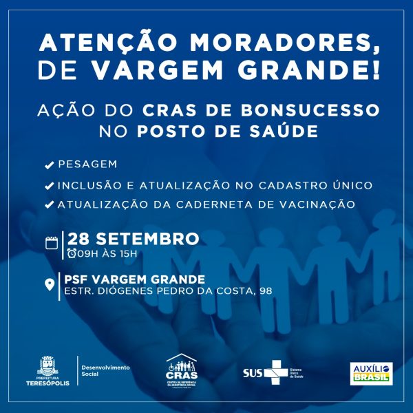 Leia mais sobre o artigo Ação Social: Vargem grande será o próximo bairro a receber o atendimento itinerante do CRAS Bonsucesso