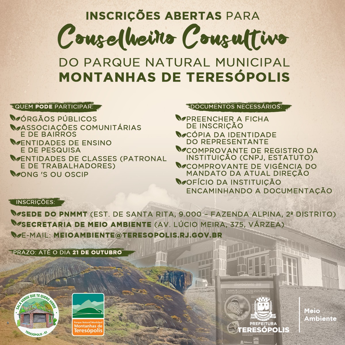 Você está visualizando atualmente Abertas as inscrições para Conselheiro Consultivo no Parque Municipal Montanhas de Teresópolis