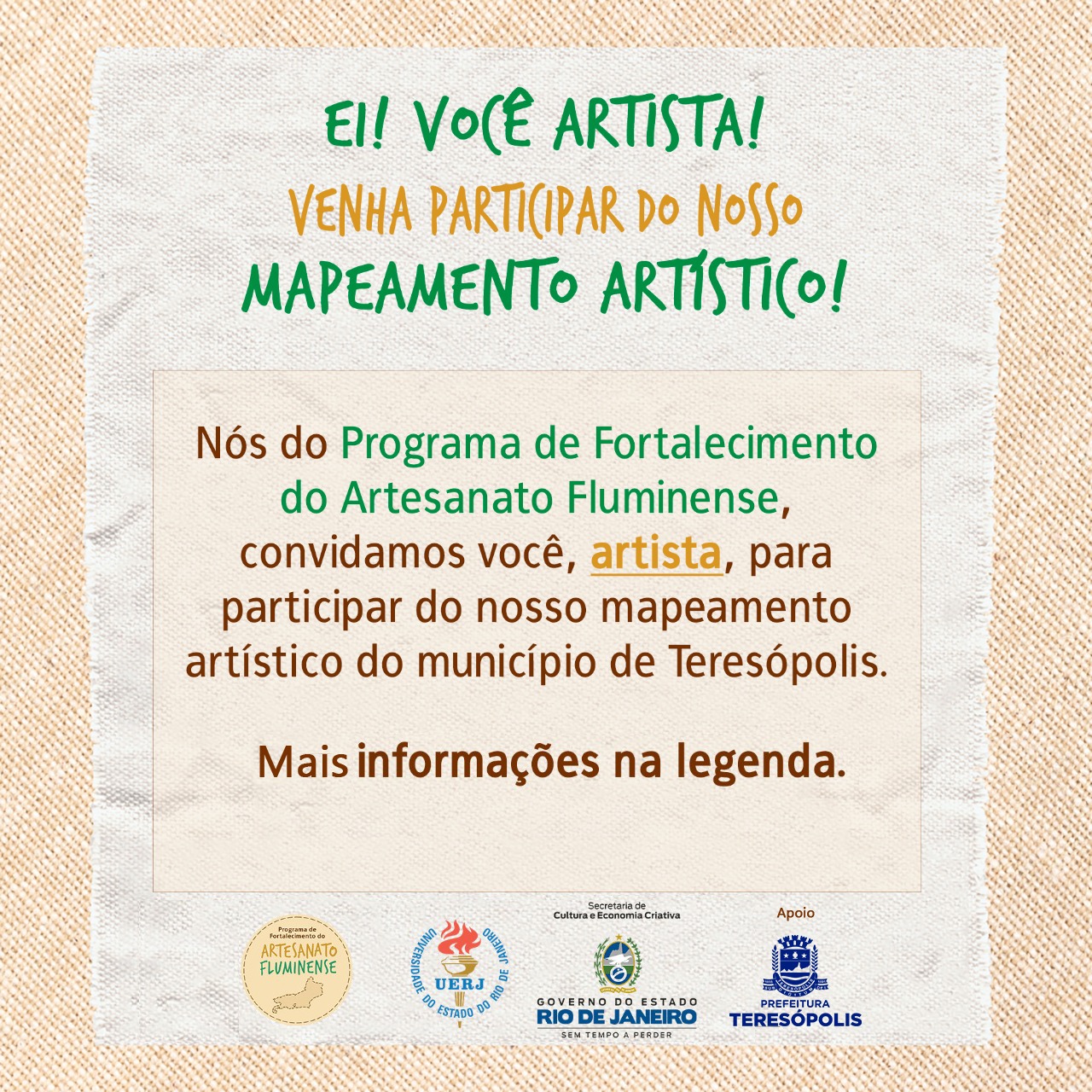 Você está visualizando atualmente Programa de Fortalecimento do Artesanato Fluminense inicia o mapeamento de artistas e grupos artísticos de Teresópolis