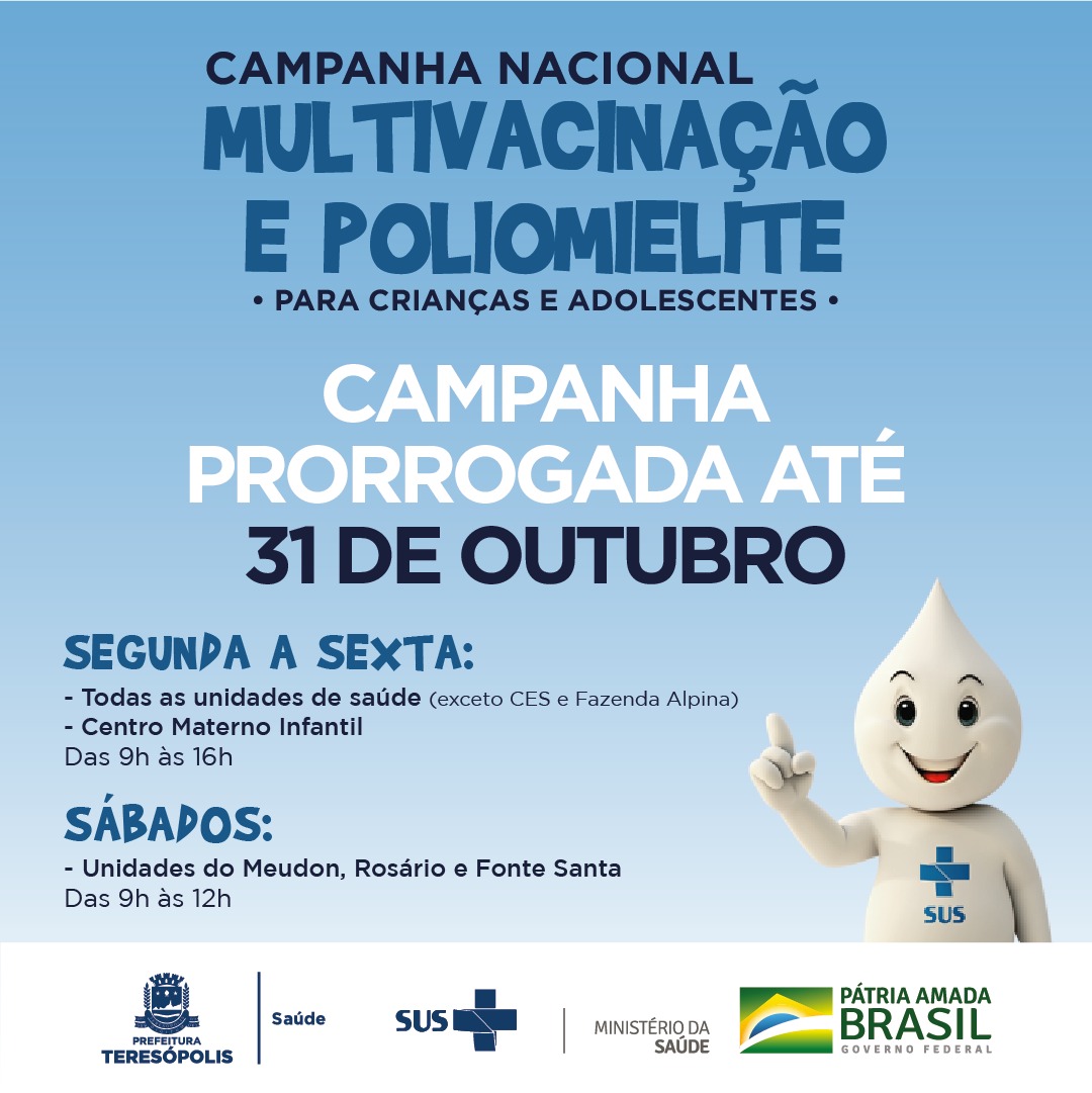 Você está visualizando atualmente Campanha Nacional de Multivacinação e Poliomielite é prorrogada até 31 e outubro