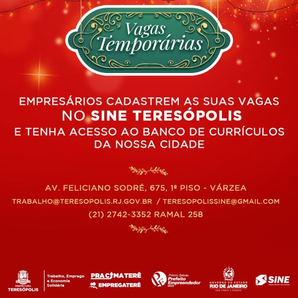 Leia mais sobre o artigo Empresários de Teresópolis podem cadastrar vagas de empregos temporários no SINE