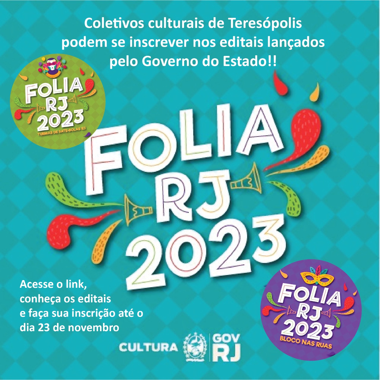 Leia mais sobre o artigo ‘Folia RJ 2023’: Coletivos culturais de Teresópolis podem  se inscrever nos editais lançados pelo Governo do Estado