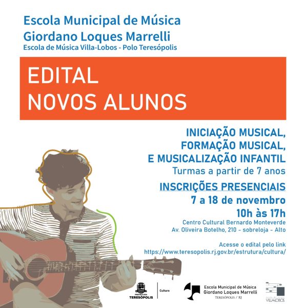 Read more about the article Secretaria de Cultura abre inscrição para novas vagas na Escola de Música Villa-Lobos – Polo Teresópolis