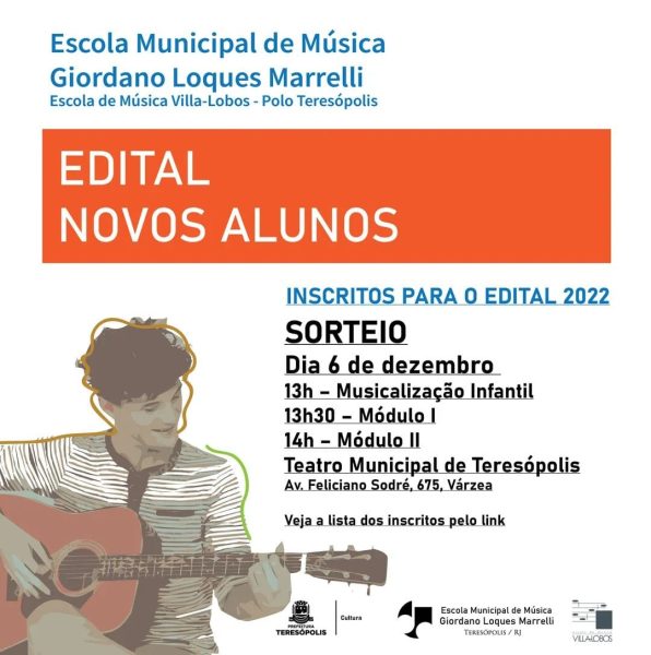 Leia mais sobre o artigo Secretaria de Cultura divulga a lista de inscritos para a Escola de Música Villa-Lobos – Polo Teresópolis