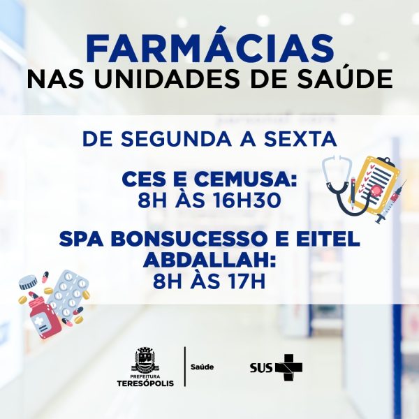 Leia mais sobre o artigo Farmácias atendem a população de segunda a sexta-feira, em unidades de saúde