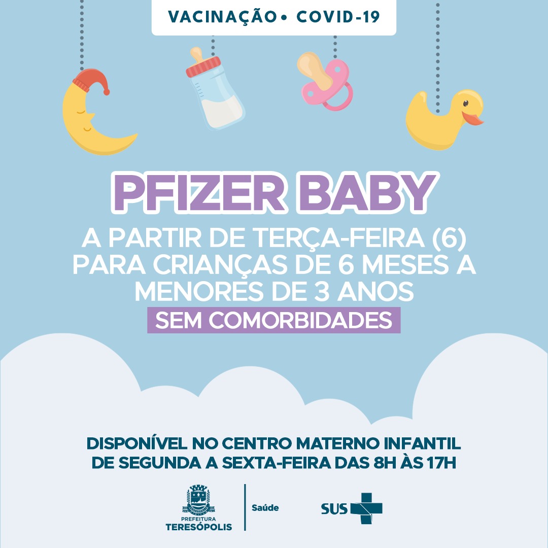 Read more about the article Teresópolis inicia vacinação contra Covid-19 em crianças de 6 meses a menores de 3 anos, sem comorbidade