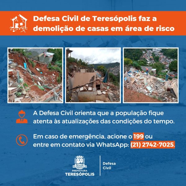 Leia mais sobre o artigo Defesa Civil de Teresópolis faz a demolição de casas em área de risco, na Vila Muqui
