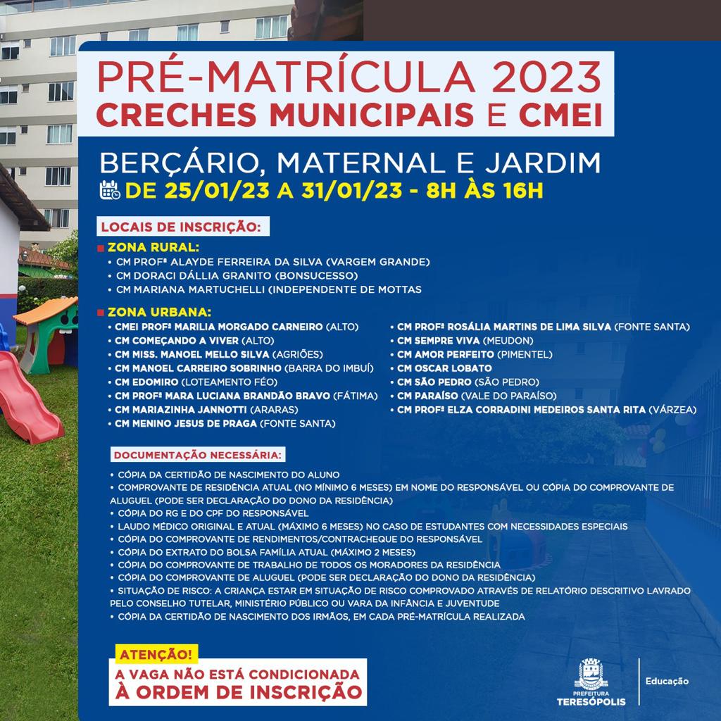 Leia mais sobre o artigo Pré-matrícula para creches municipais e CMEI começa nesta quarta, 25, e segue até o próximo dia 31