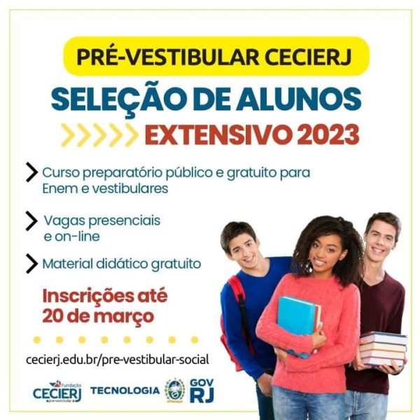 Leia mais sobre o artigo Pré-vestibular Social Cecierj 2023 com inscrições abertas até o dia 20 de março