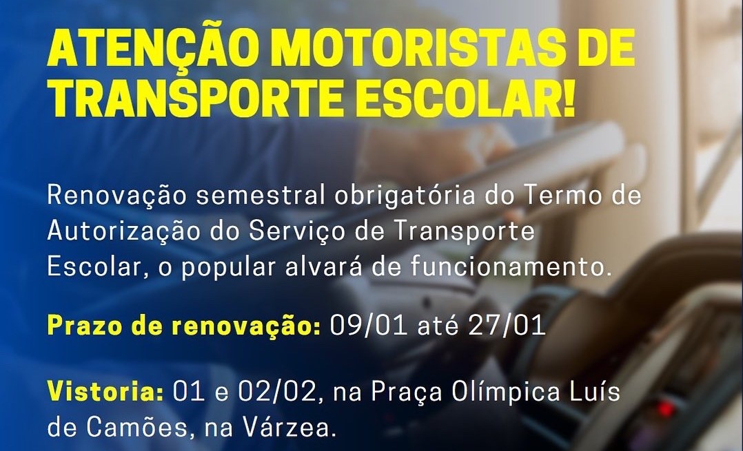 Você está visualizando atualmente Aberto o prazo para renovação obrigatória do alvará do transporte escolar em Teresópolis