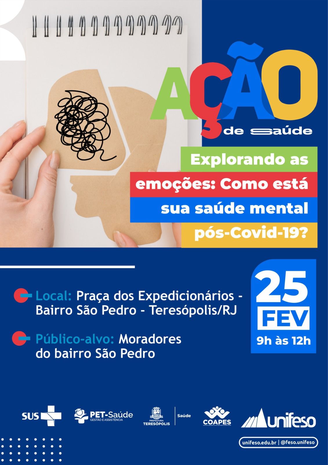 Você está visualizando atualmente Prefeitura de Teresópolis e Unifeso realizam ação de saúde mental neste sábado (25), em São Pedro