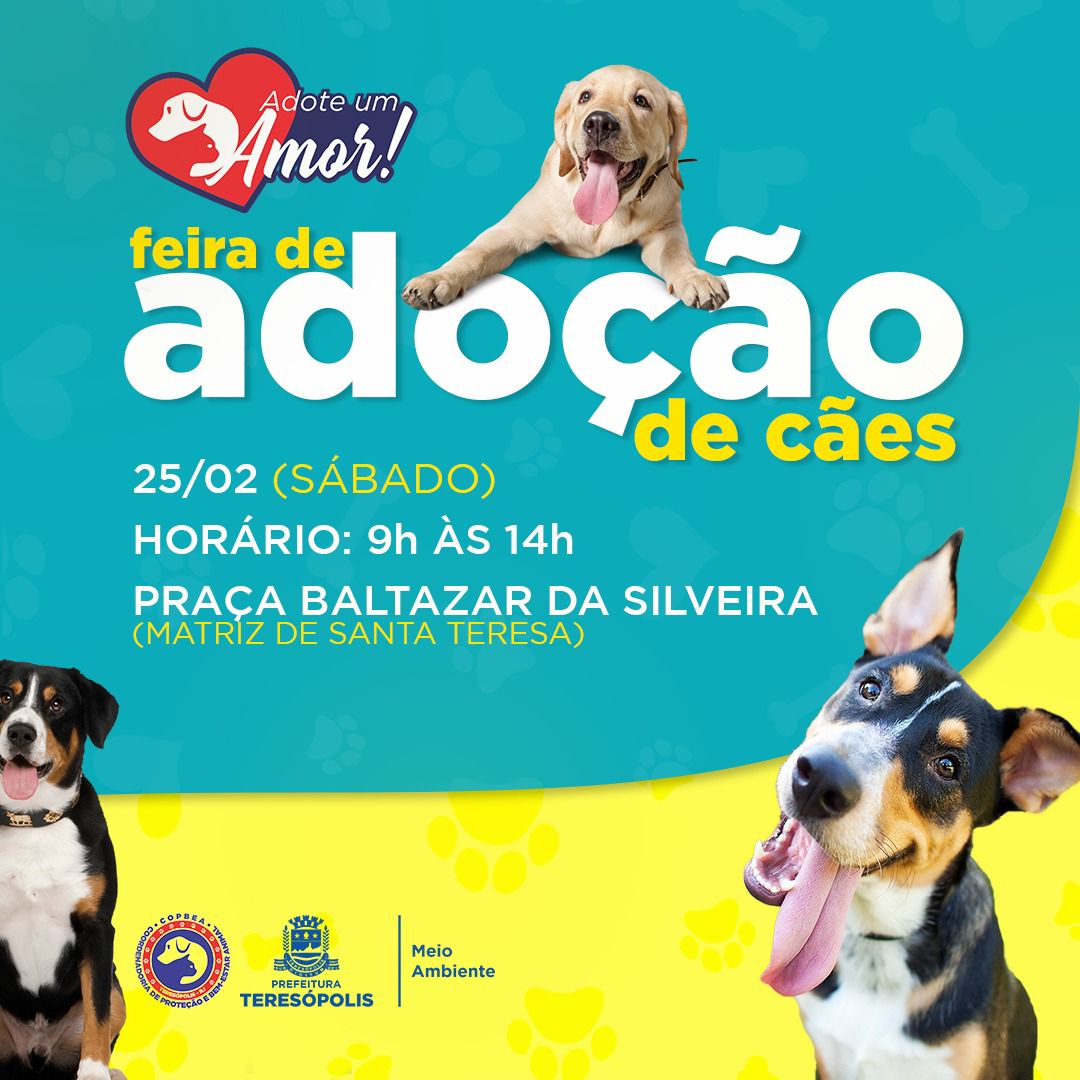 Você está visualizando atualmente ADOTE UM AMOR: COPBEA realiza mais uma edição da feira de cães neste sábado, 25/02, na Praça Santa Teresa
