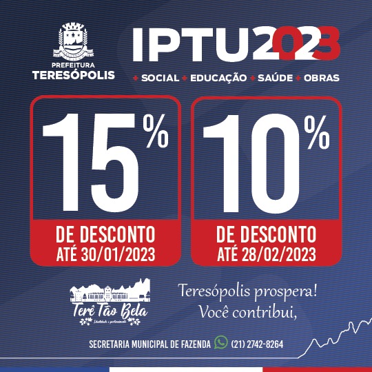 Leia mais sobre o artigo IPTU 2023 em Teresópolis: Cota única com 10% de desconto só até terça, 28/02