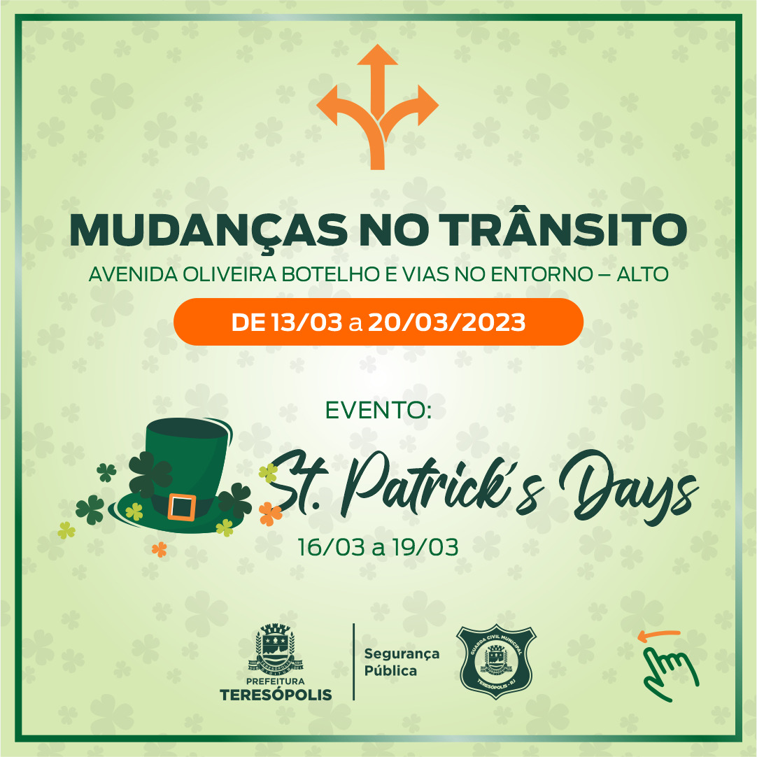 Read more about the article COMUNICADO – Fechamento de ruas para o evento ‘St. Patrick´s Days’