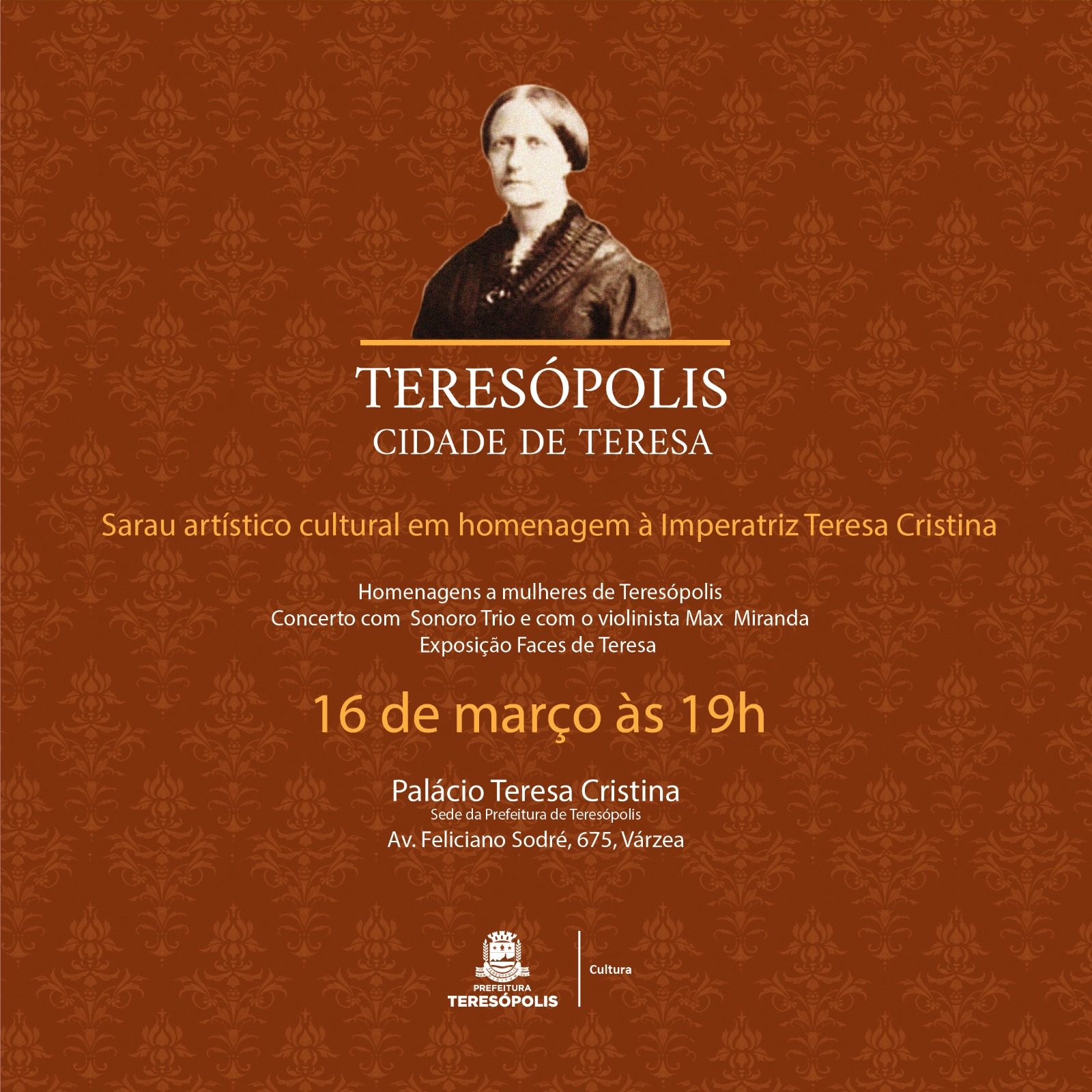 No momento você está vendo Sarau em homenagem à Imperatriz Teresa Cristina celebra as mulheres de Teresópolis