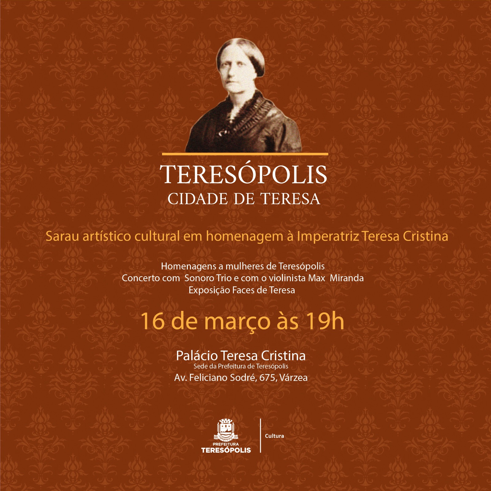 Você está visualizando atualmente Sarau em homenagem à Imperatriz Teresa Cristina celebra as mulheres de Teresópolis