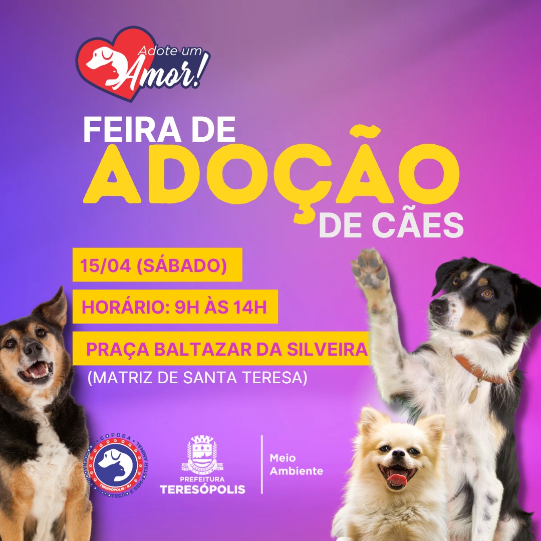 Você está visualizando atualmente ‘Adote um CÃOpanheiro’: feira de adoção de cães da COPBEA acontece neste sábado, 15, na Praça Santa Teresa