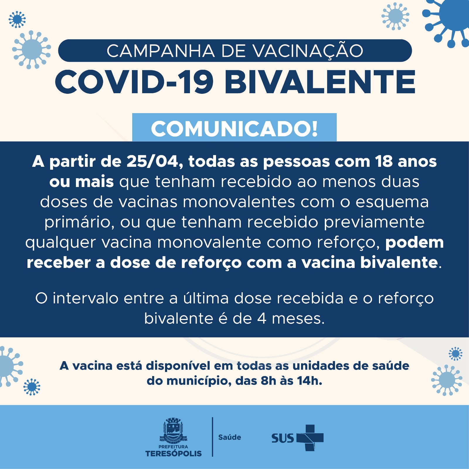 Você está visualizando atualmente População acima de 18 anos de idade pode receber vacina bivalente contra Covid-19