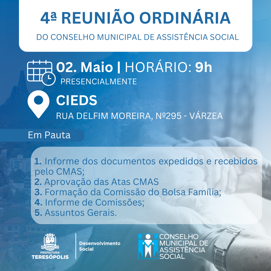 Você está visualizando atualmente CMAS convoca munícipes para a 4ª reunião ordinária de 2023