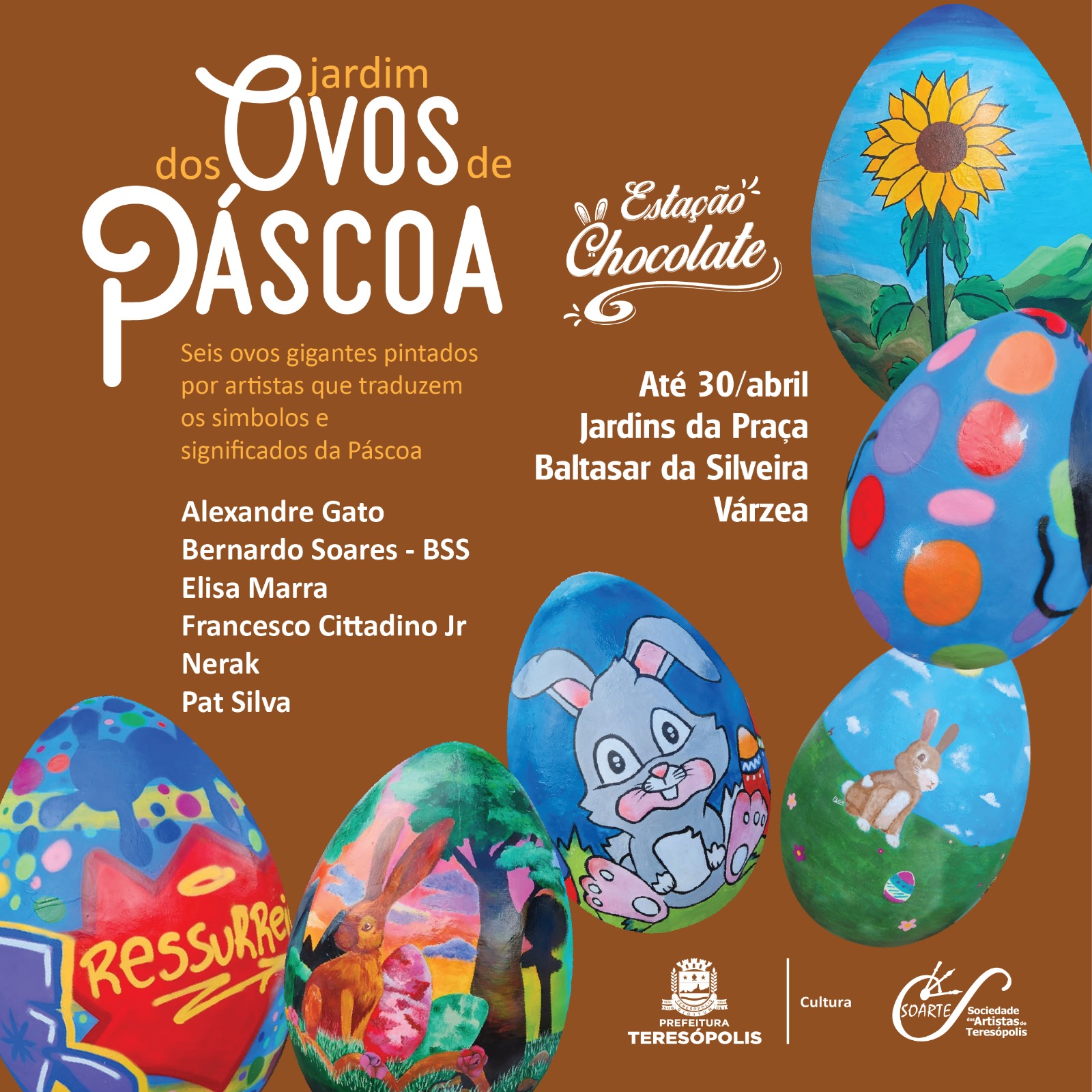 Você está visualizando atualmente Jardim dos ovos gigantes volta a colorir a Praça Baltasar da Silveira em comemoração à Páscoa