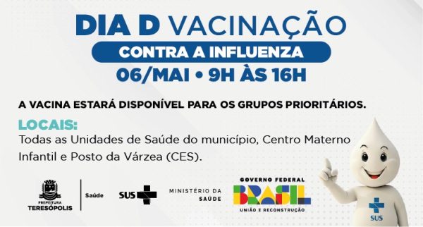 Leia mais sobre o artigo Teresópolis realiza Dia “D” de vacinação contra a Influenza, no sábado (6)