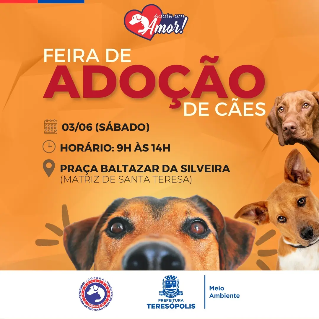 Você está visualizando atualmente Adoção de Pets: COPBEA realiza mais uma edição da feira de cães neste sábado, 03/06, na Praça Santa Teresa