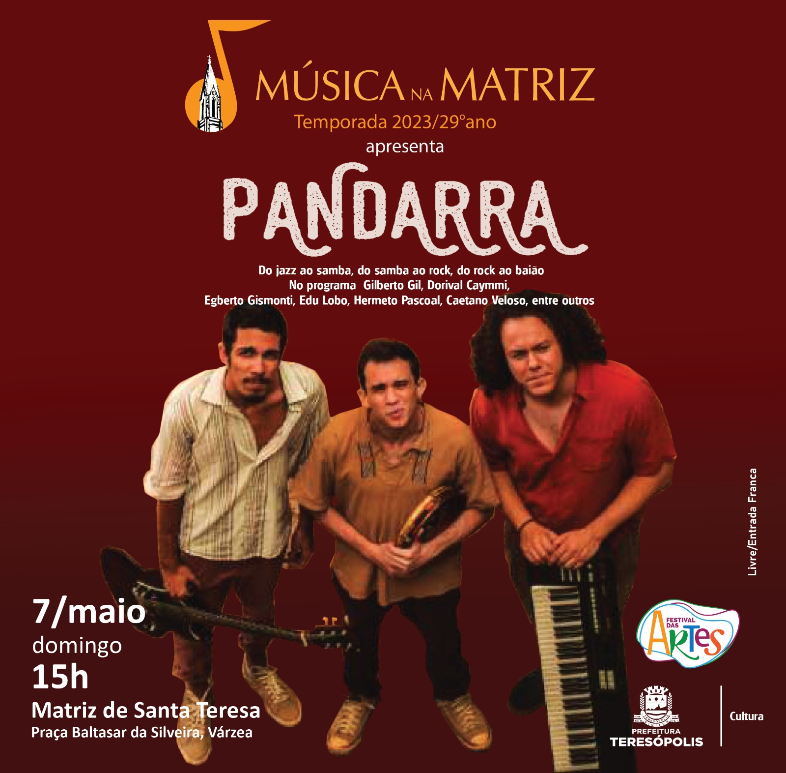 Leia mais sobre o artigo Projeto Música na Matriz apresenta concerto do Trio Pandarra