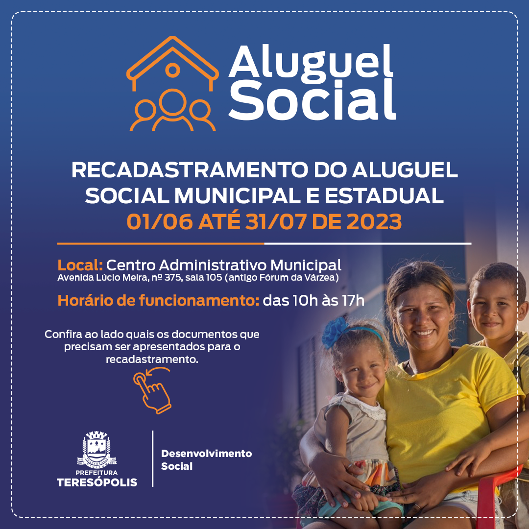 Você está visualizando atualmente Desenvolvimento Social convoca beneficiários do Aluguel Social para recadastramento