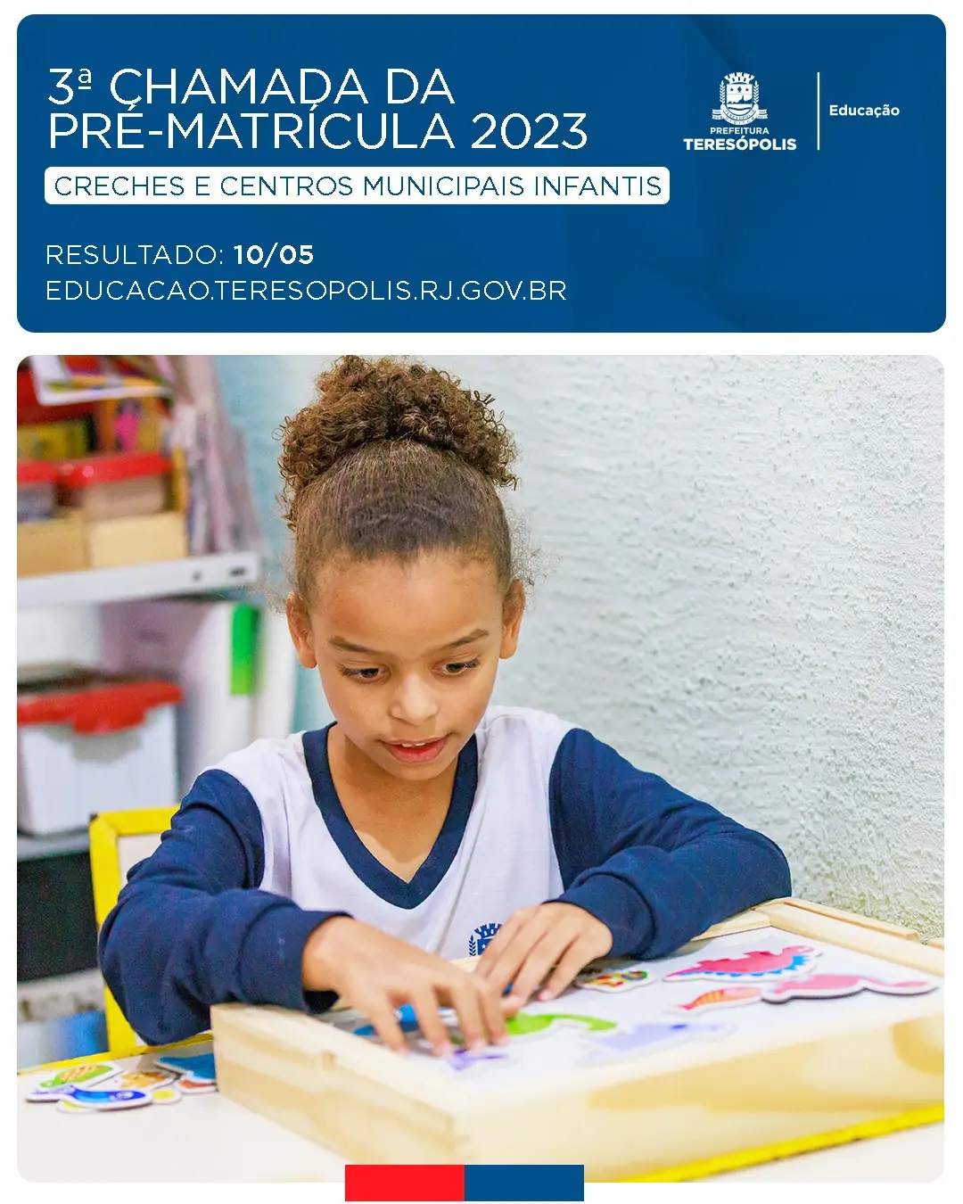 Você está visualizando atualmente Educação divulga resultado da 3ª chamada da pré-matrícula para creches no próximo dia 10