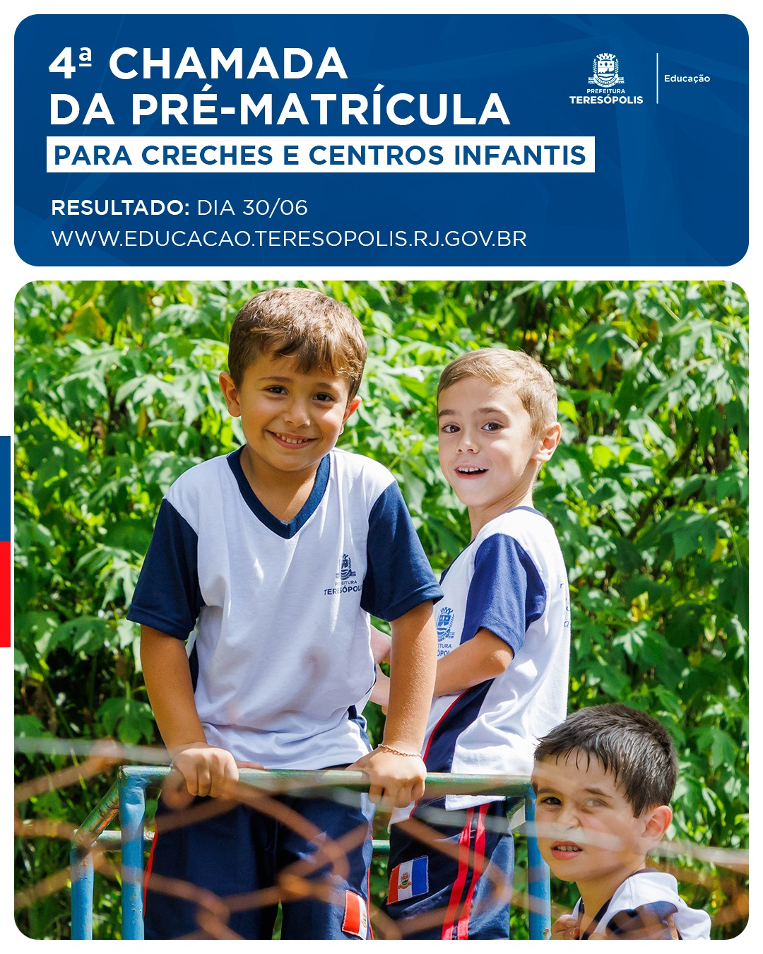 Você está visualizando atualmente Educação divulga resultado da 4ª chamada da pré-matrícula para creches