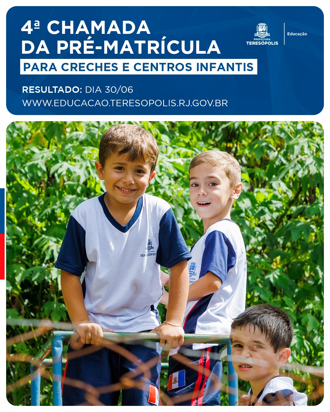 No momento, você está visualizando Educação divulga resultado da 4ª chamada da pré-matrícula para creches no próximo dia 30   