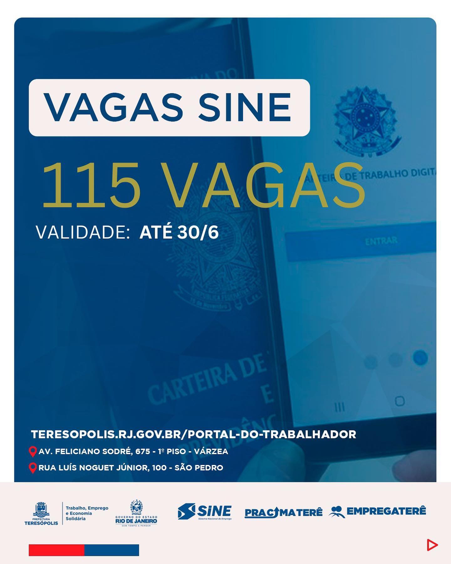 Você está visualizando atualmente Programa ‘Emprega Terê’: Sine divulga 115 vagas de emprego até sexta, 30/06