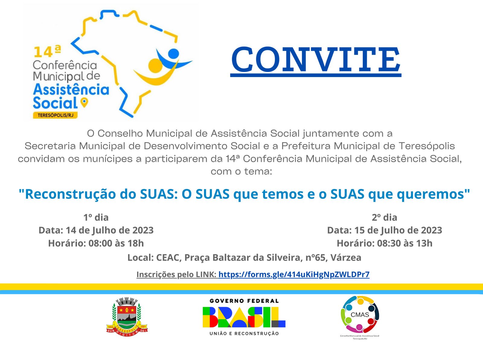 Leia mais sobre o artigo “Reconstrução do SUAS: o SUAS Que Temos e o SUAS Que Queremos” é o tema da 14ª Conferência Municipal de Assistência Social