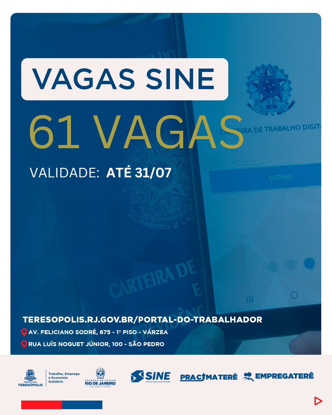 Você está visualizando atualmente ‘Emprega Terê’: Sine divulga 46 oportunidades de emprego com experiência e 15 sem experiência